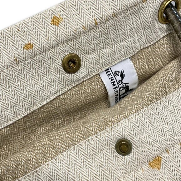 HERMES Aline II Cream Light Blue Cotton Leather Shoulder Bag - Picture 11 of 14